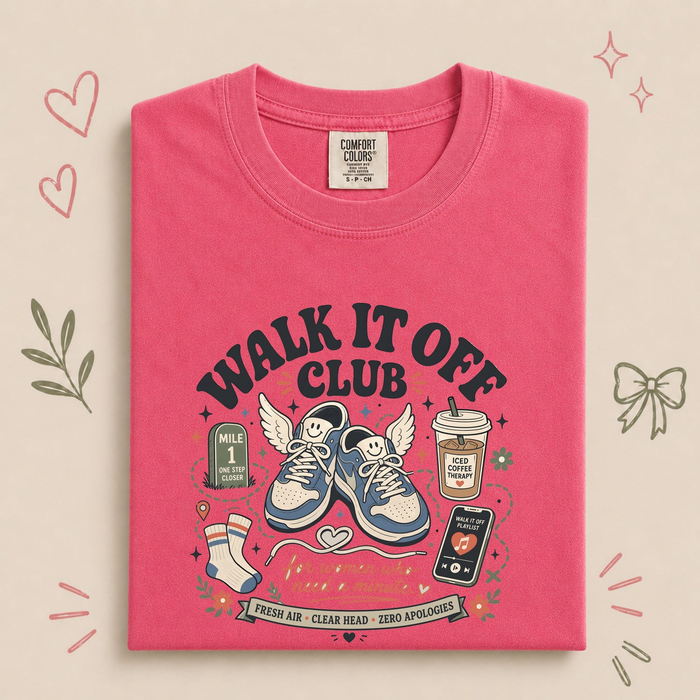 Walk It Off Club Funny Women’s Walking Tee