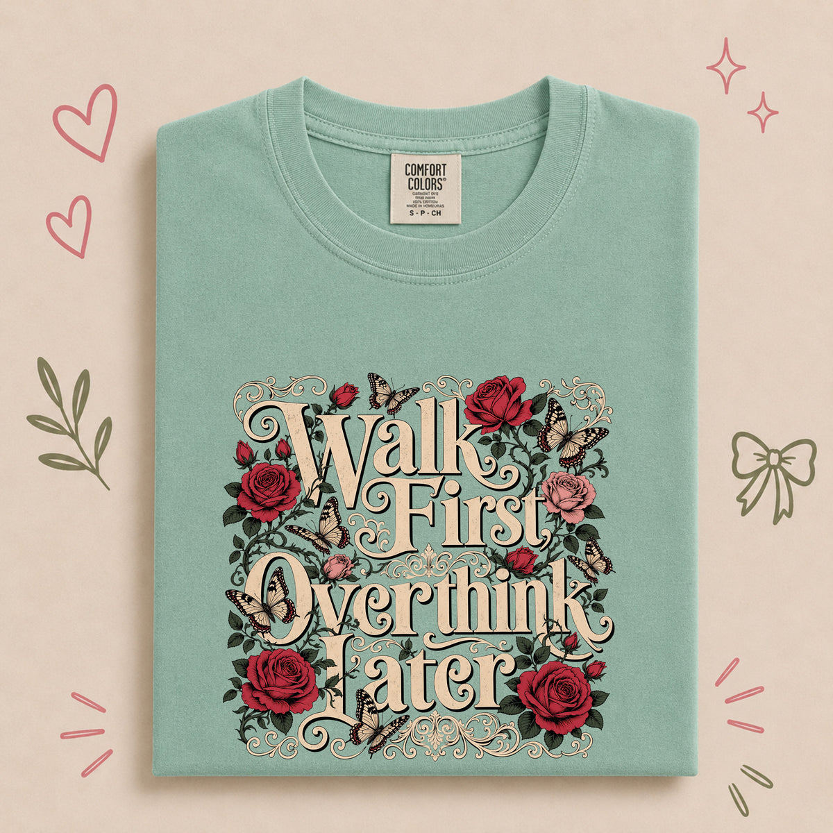 Walk First, Overthink Later Retro Floral Walking Design