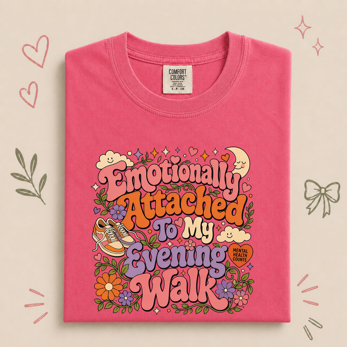 Emotionally Attached to My Evening Walk Retro Floral Design