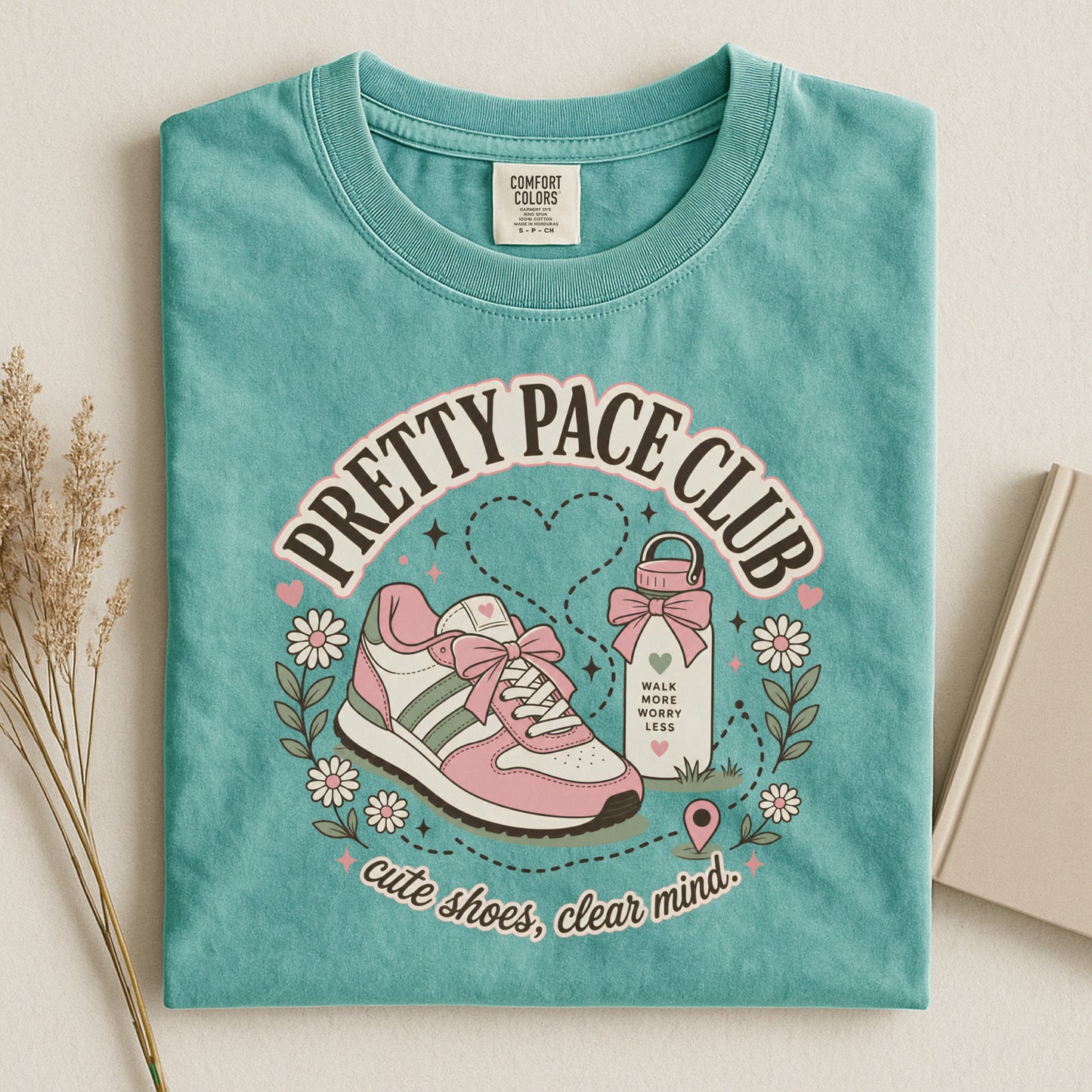 Pretty Pace Club Tee — "Cute Shoes, Clear Mind" Graphic T-Shirt