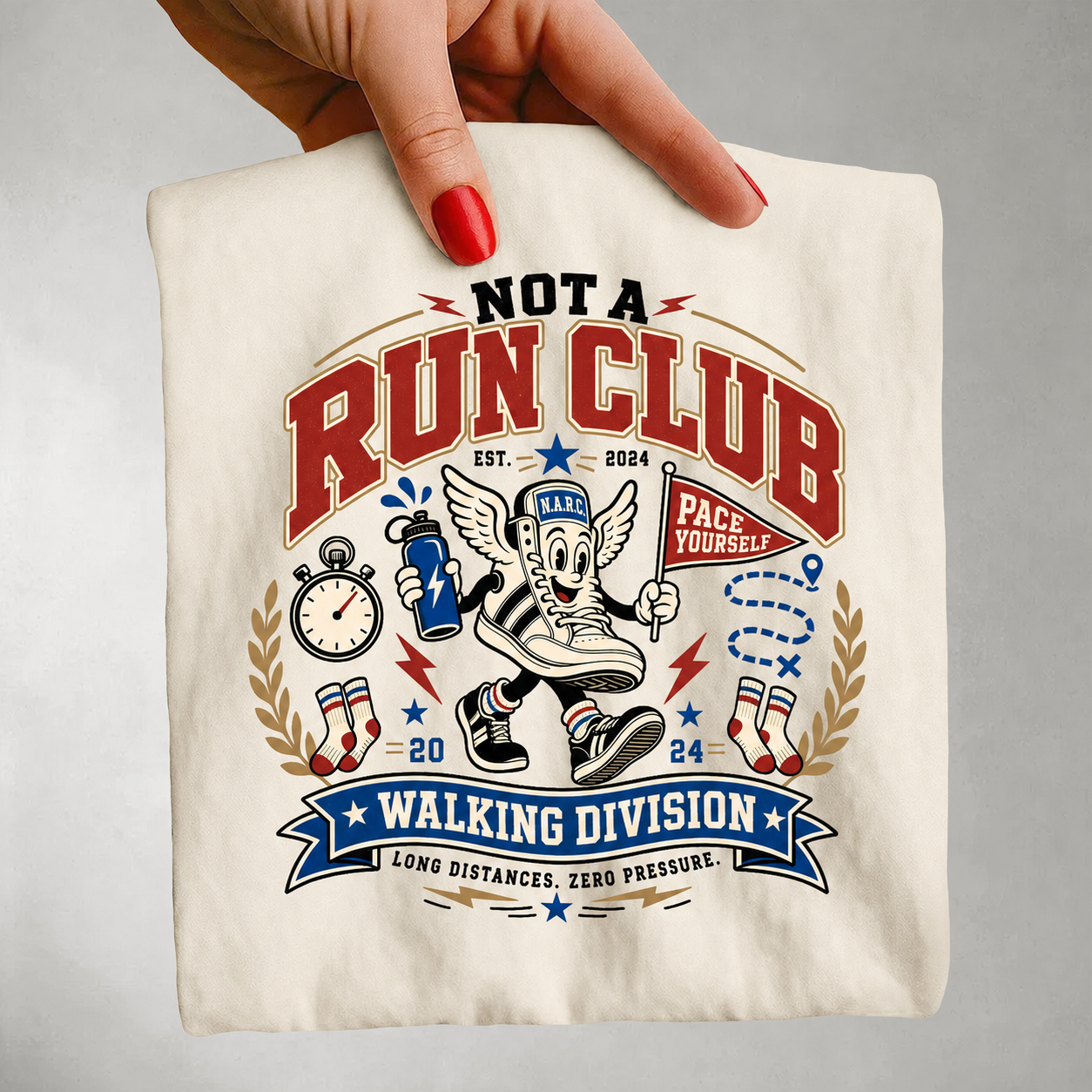 Not a Run Club T-Shirt — Funny Walking Division Graphic Tee for Walkers & Fitness Humor