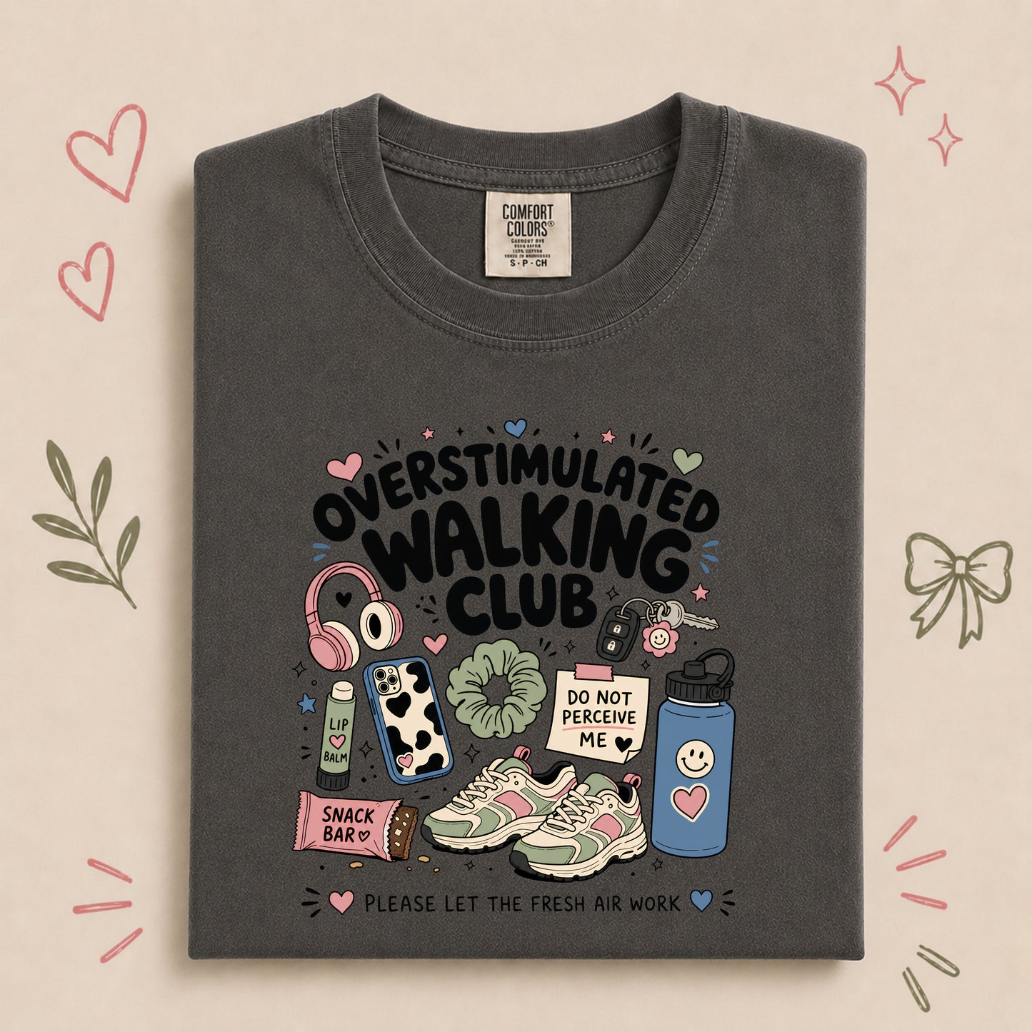 Overstimulated Walking Club Funny Wellness Design