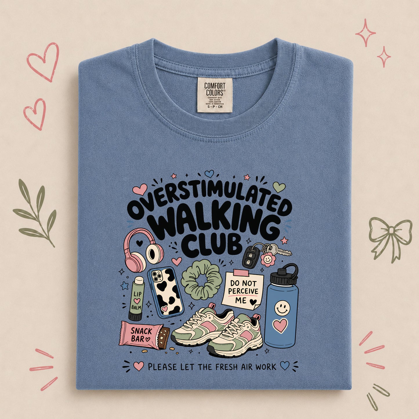 Overstimulated Walking Club Funny Wellness Design