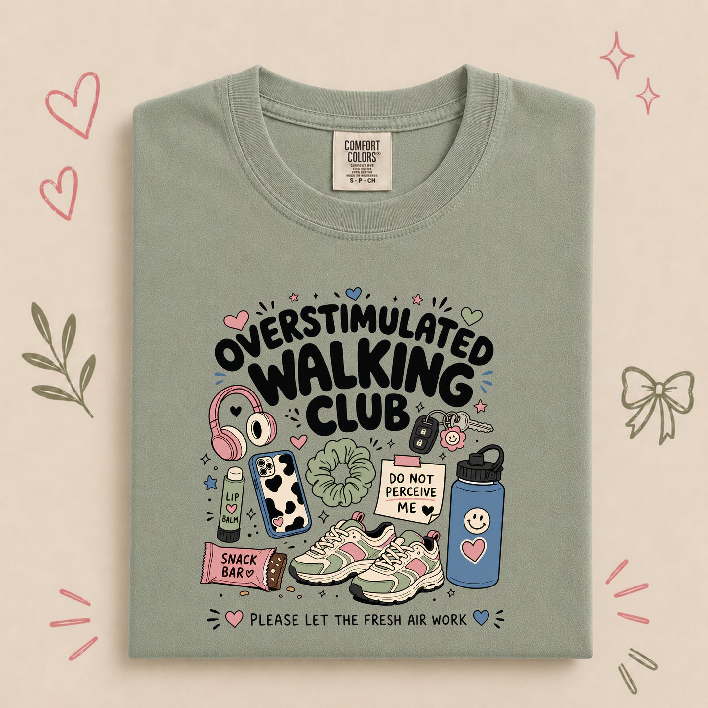 Overstimulated Walking Club Funny Wellness Design