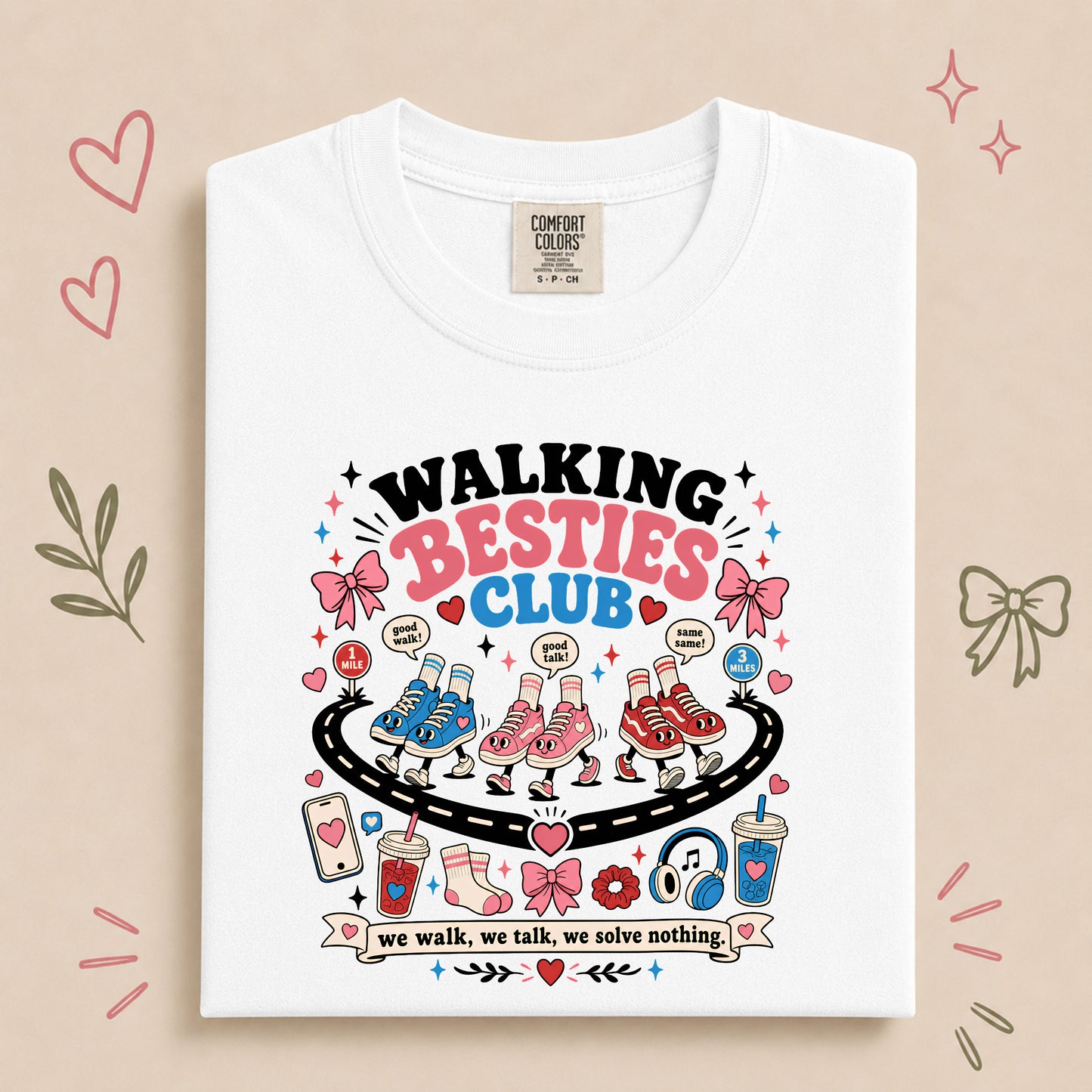 Walking Besties Club Funny Friendship Walk Design