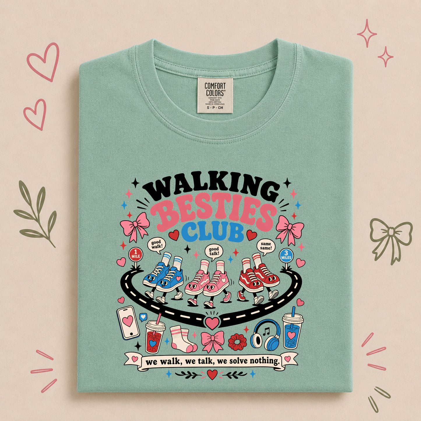 Walking Besties Club Funny Friendship Walk Design