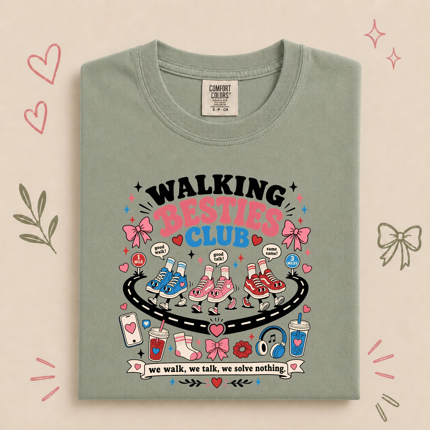 Walking Besties Club Funny Friendship Walk Design