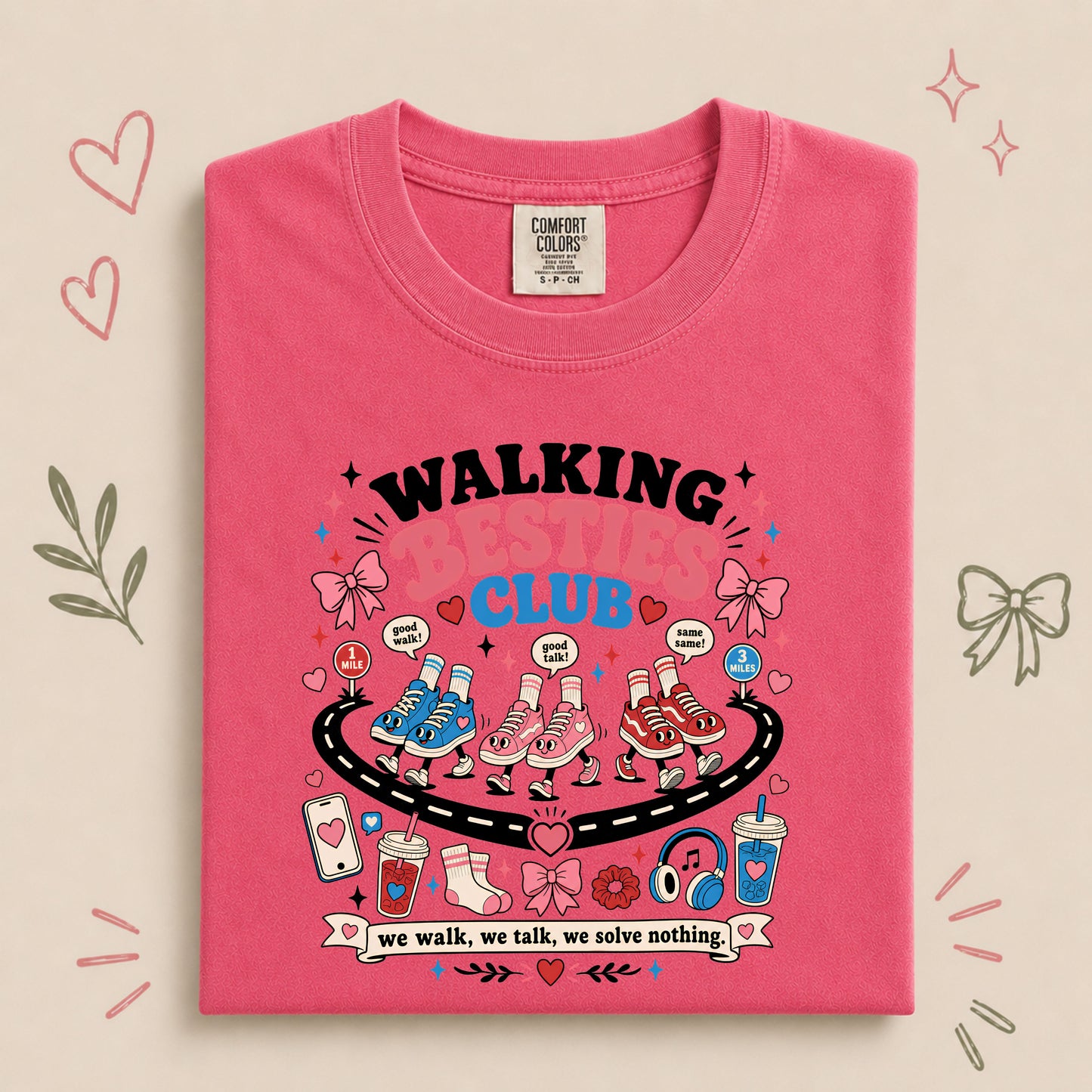 Walking Besties Club Funny Friendship Walk Design