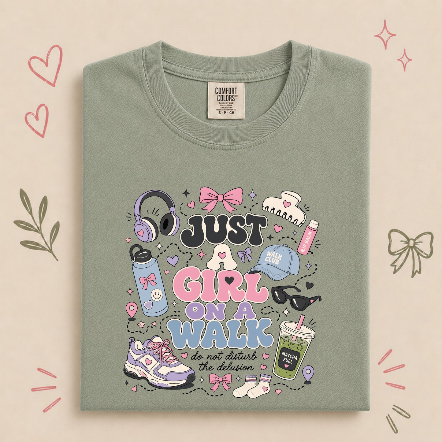 Just a Girl on a Walk Funny Walking Club Tee