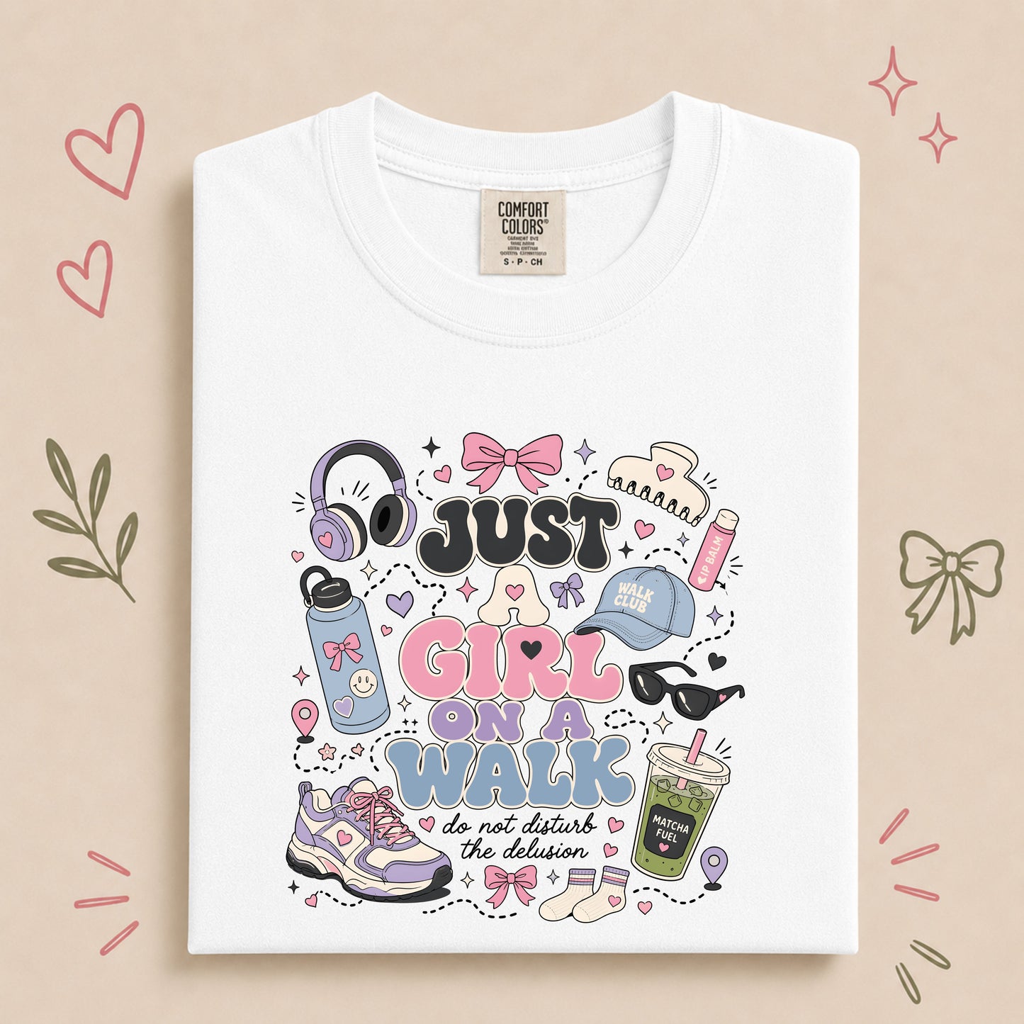 Just a Girl on a Walk Funny Walking Club Tee