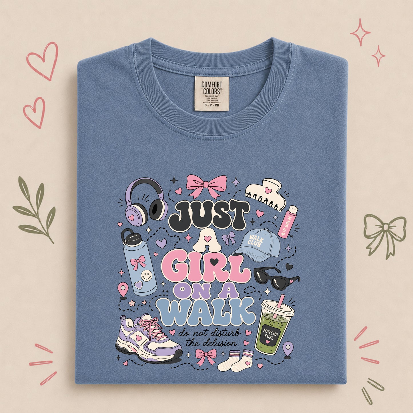 Just a Girl on a Walk Funny Walking Club Tee