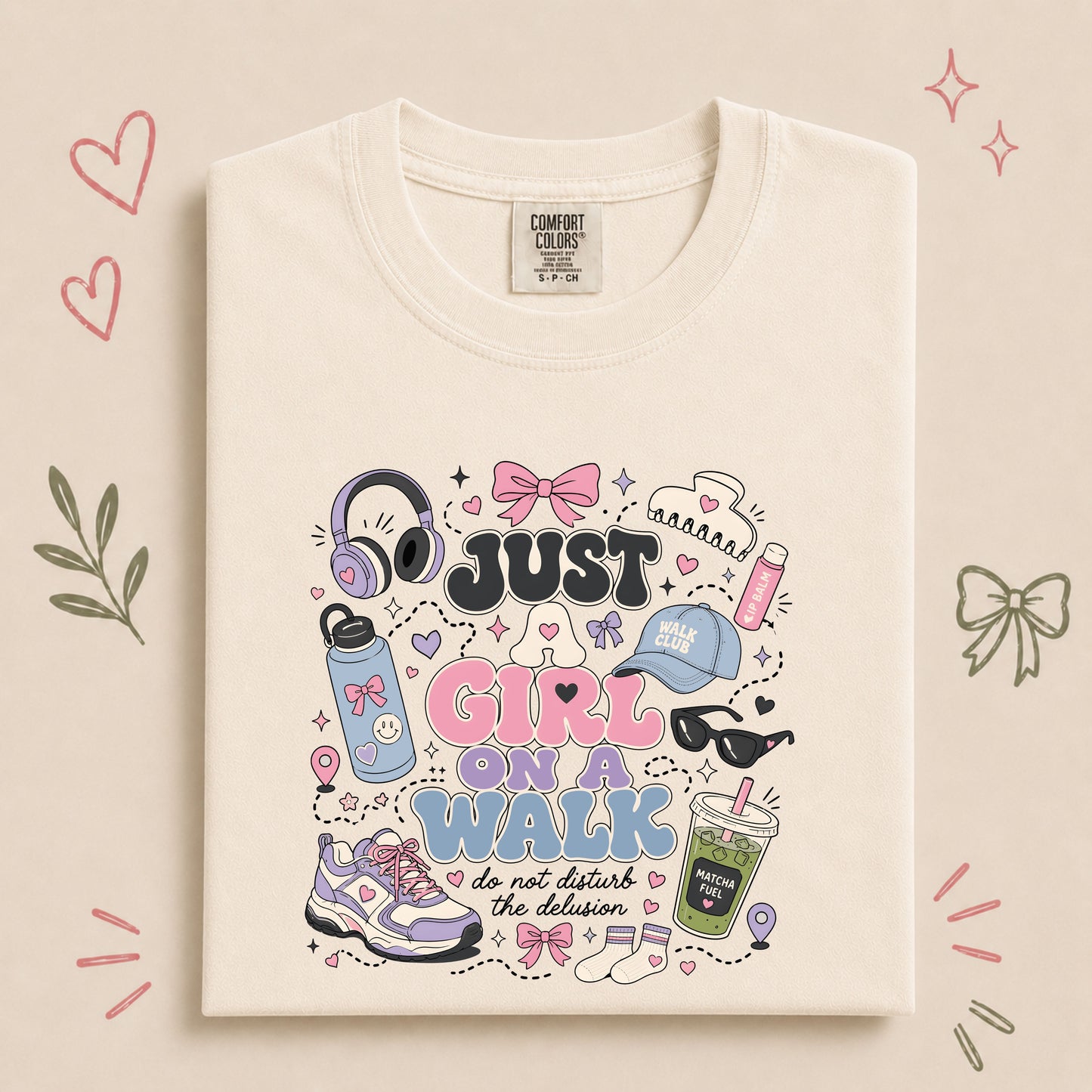 Just a Girl on a Walk Funny Walking Club Tee
