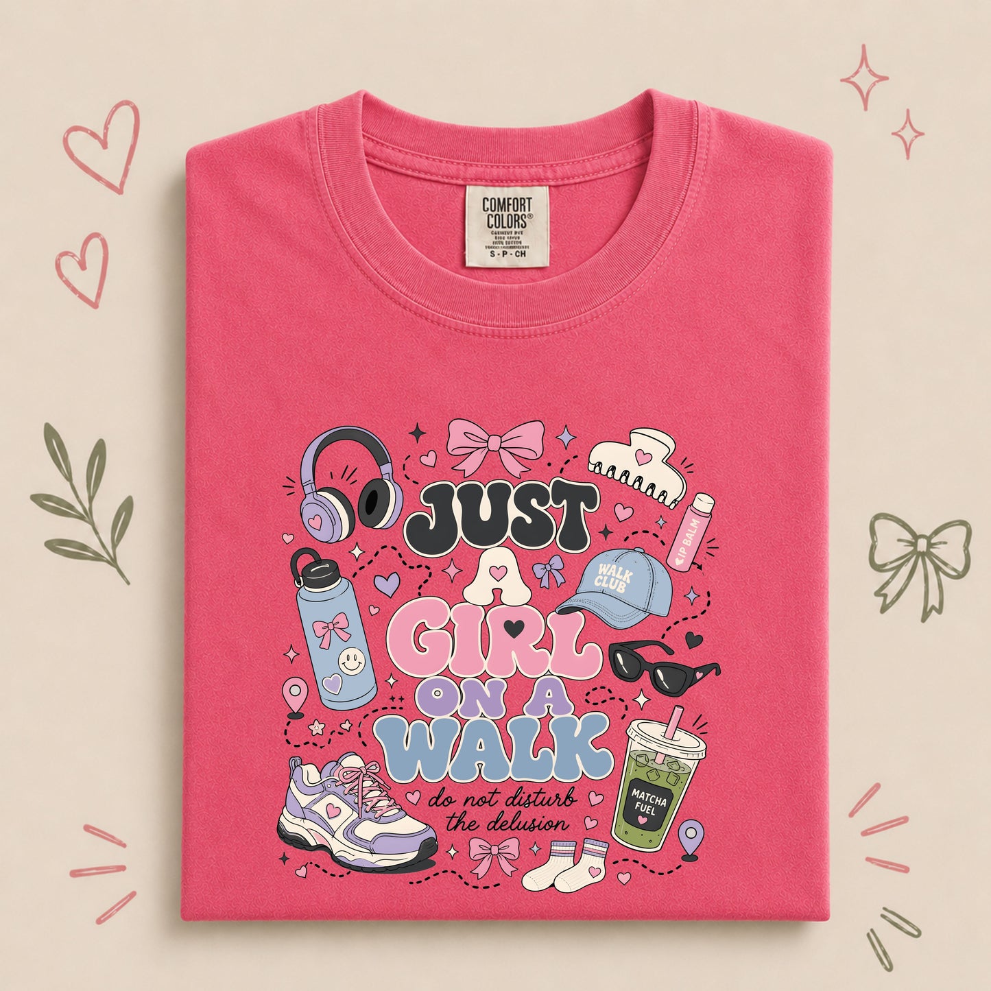 Just a Girl on a Walk Funny Walking Club Tee