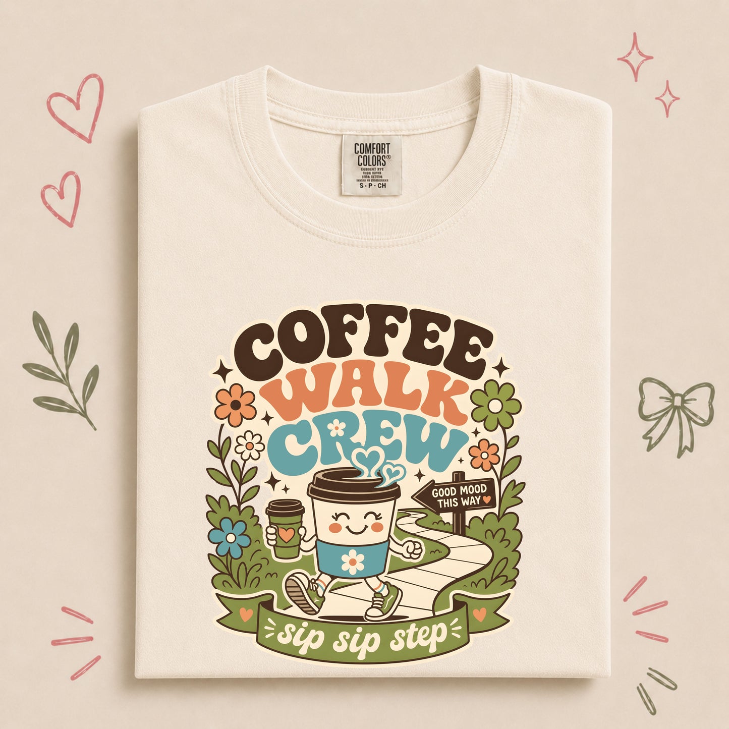 Coffee Walk Crew Retro Walking Club Tee