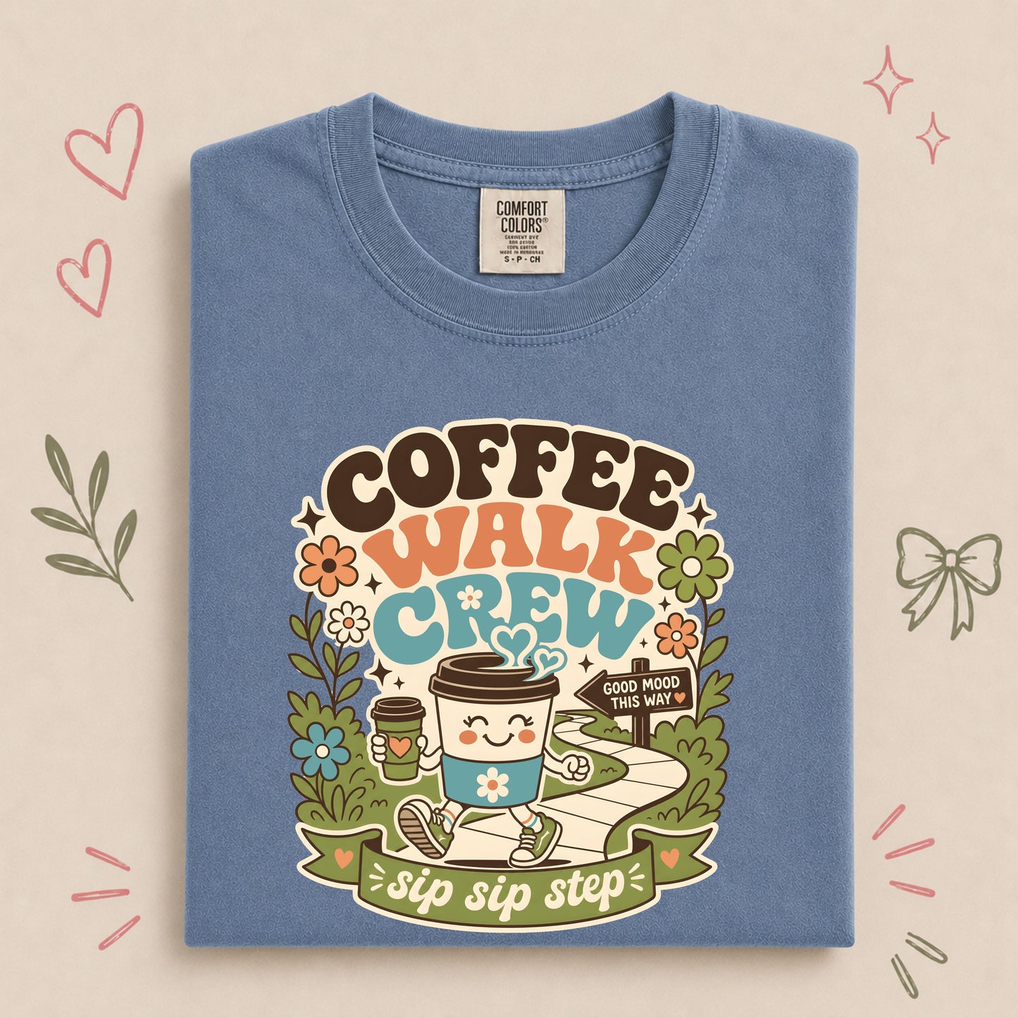 Coffee Walk Crew Retro Walking Club Tee