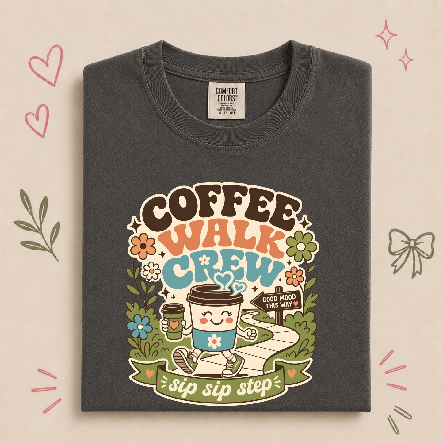 Coffee Walk Crew Retro Walking Club Tee