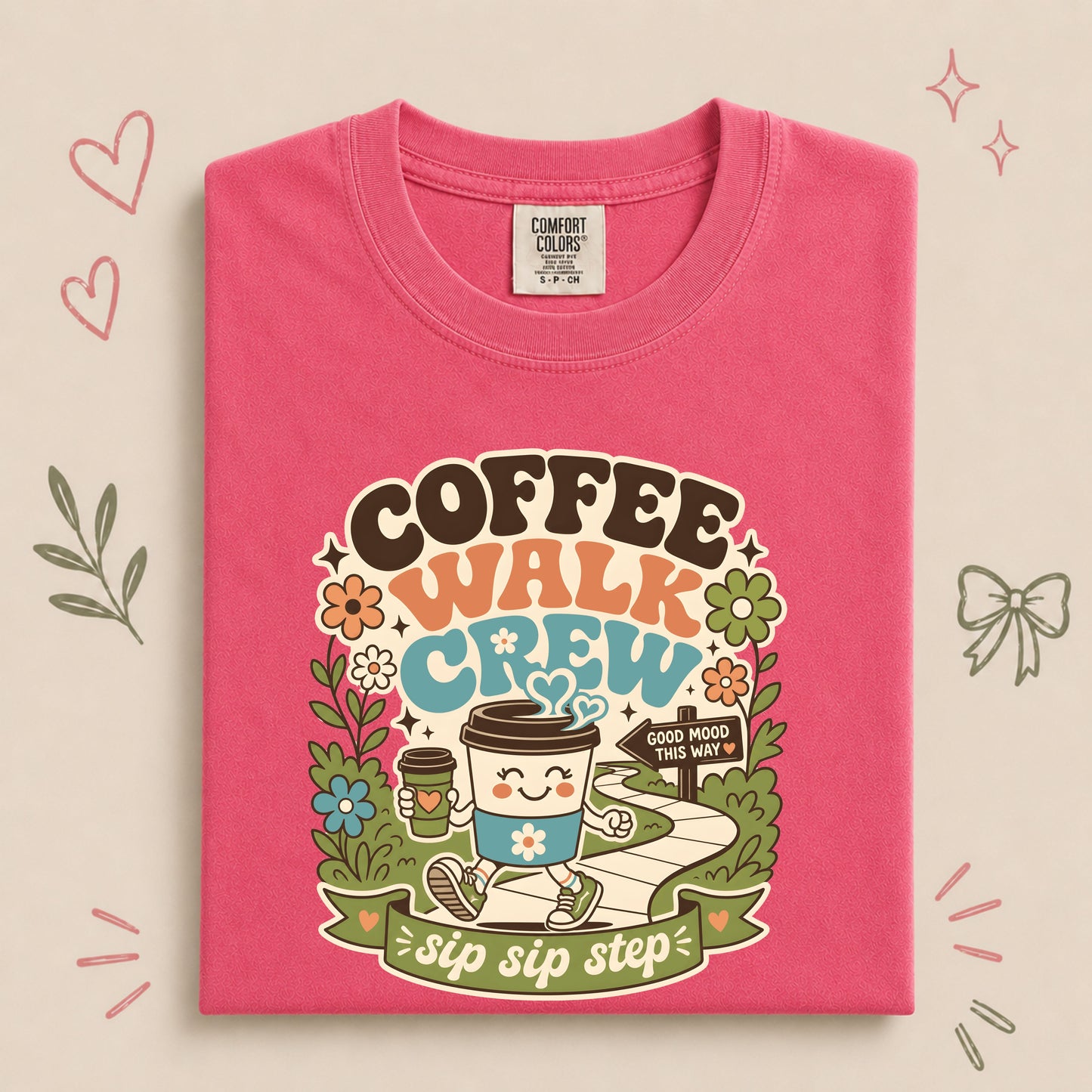Coffee Walk Crew Retro Walking Club Tee