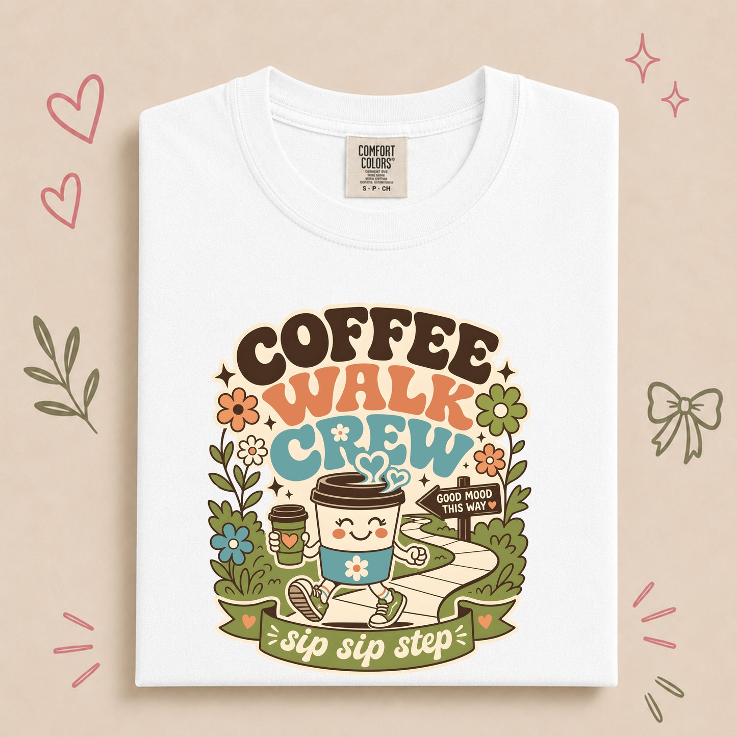 Coffee Walk Crew Retro Walking Club Tee