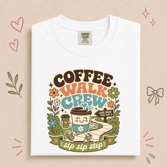 Coffee Walk Crew Retro Walking Club Tee