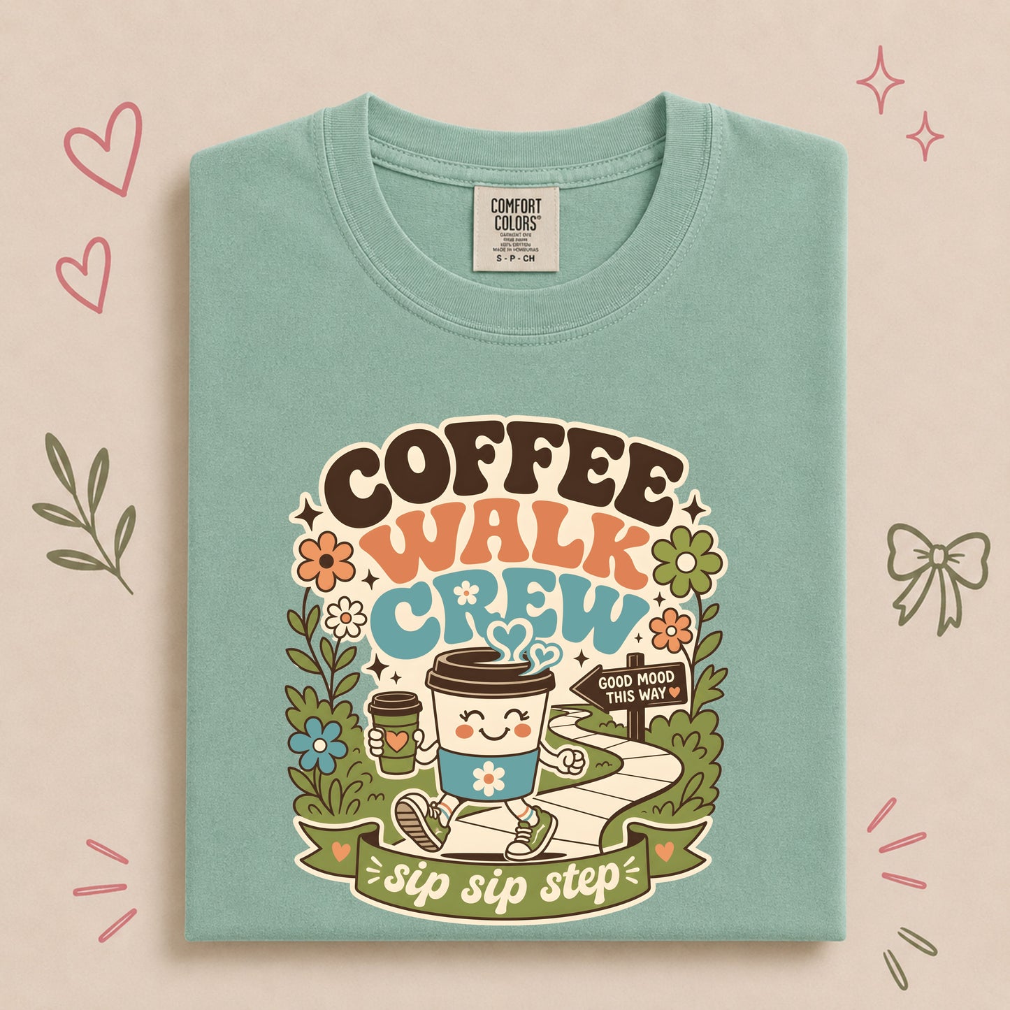 Coffee Walk Crew Retro Walking Club Tee