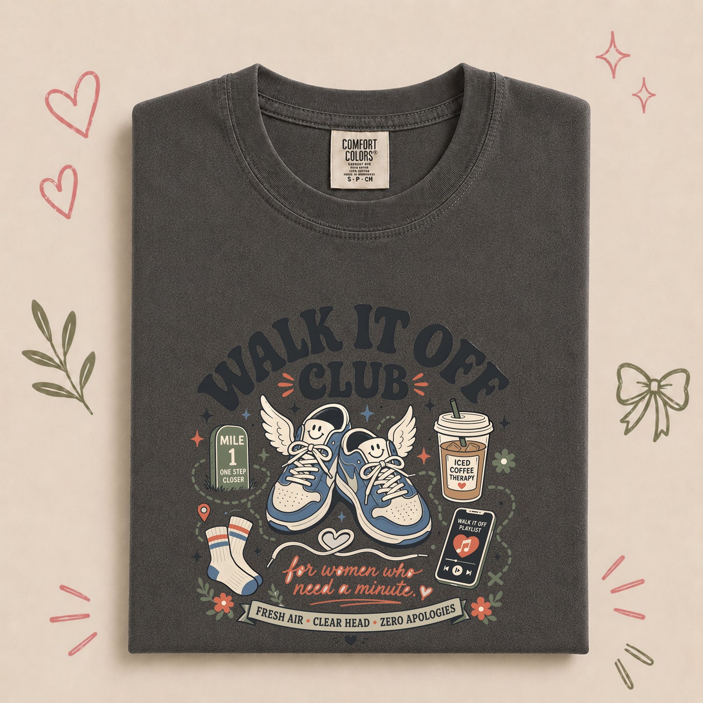 Walk It Off Club Funny Women’s Walking Tee