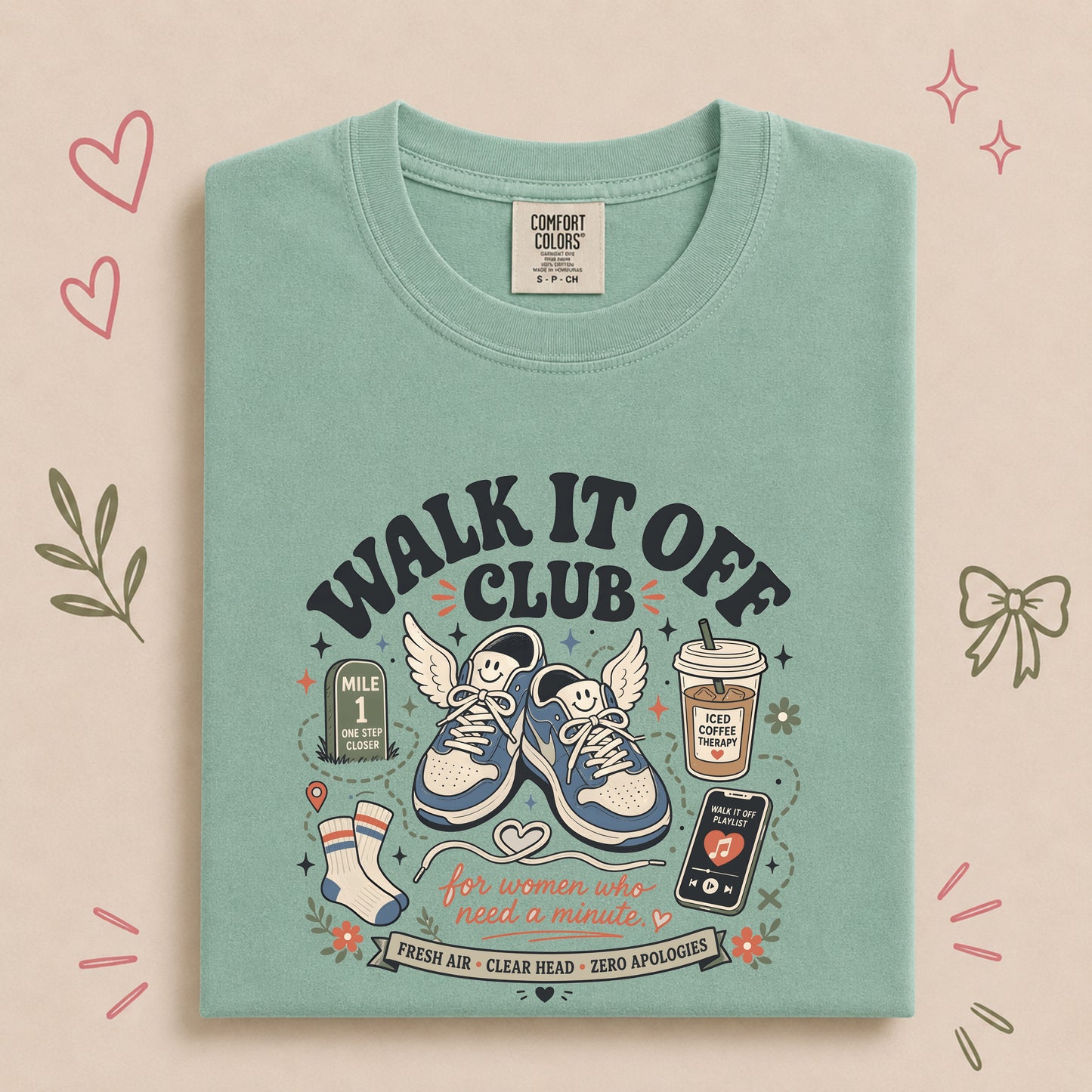 Walk It Off Club Funny Women’s Walking Tee