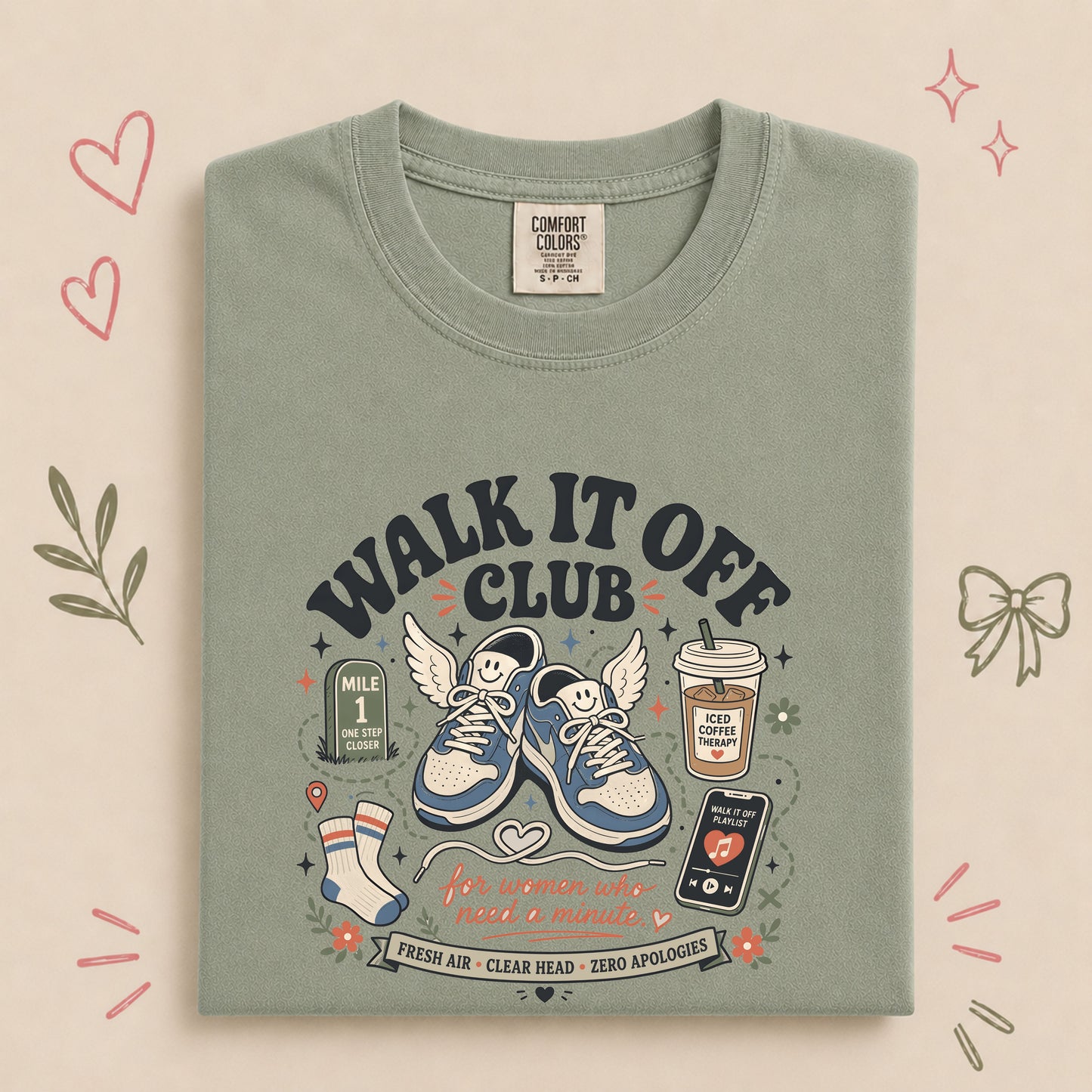 Walk It Off Club Funny Women’s Walking Tee