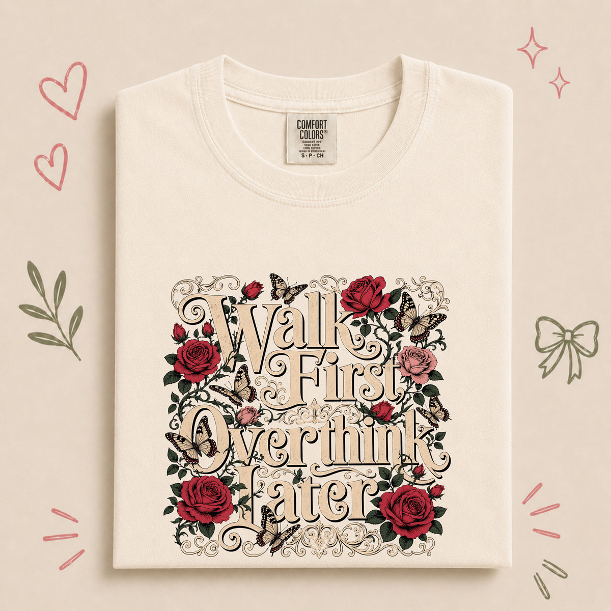 Walk First, Overthink Later Retro Floral Walking Design