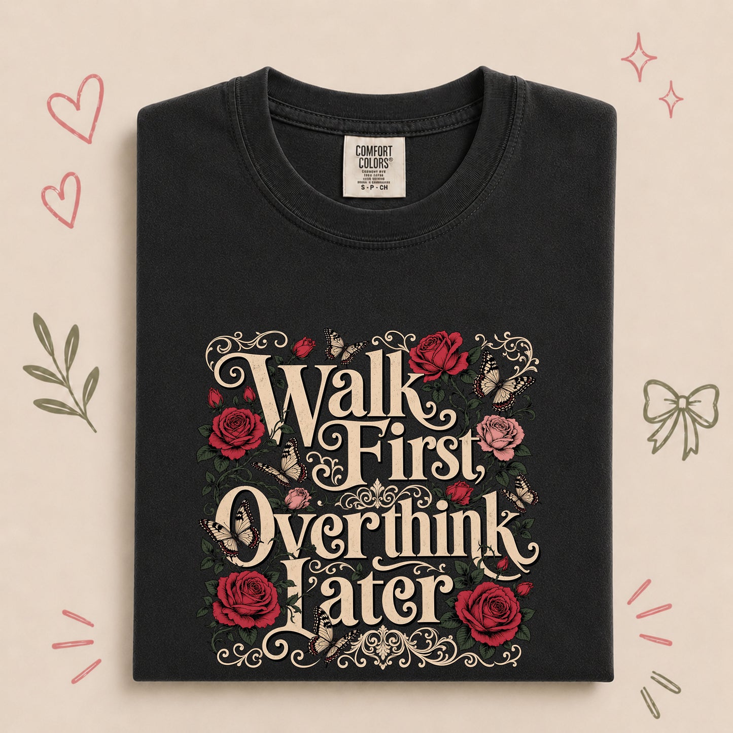 Walk First, Overthink Later Retro Floral Walking Design