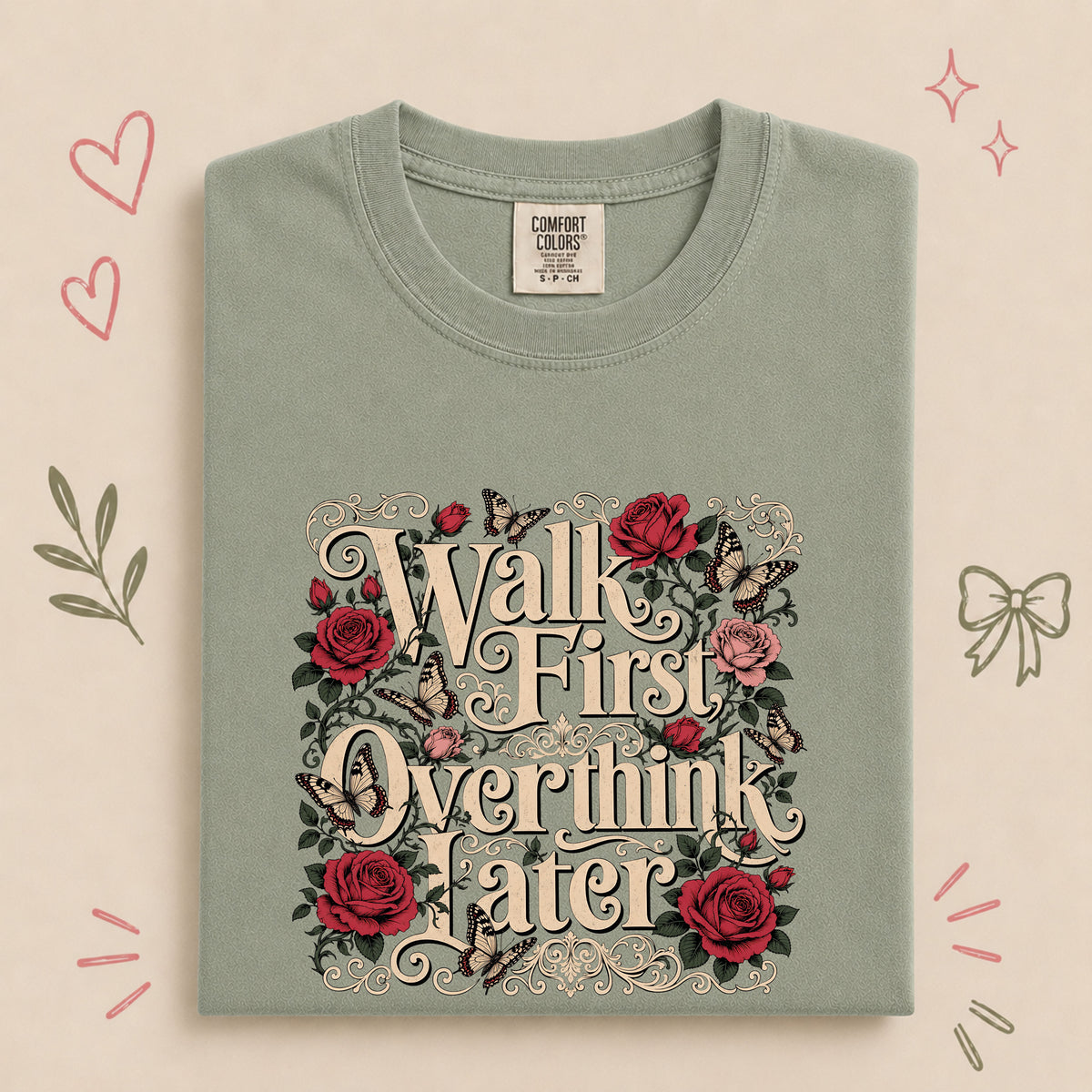 Walk First, Overthink Later Retro Floral Walking Design