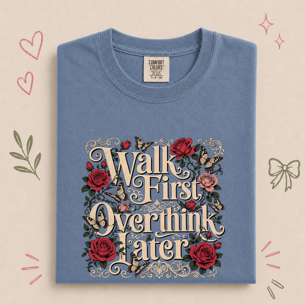 Walk First, Overthink Later Retro Floral Walking Design