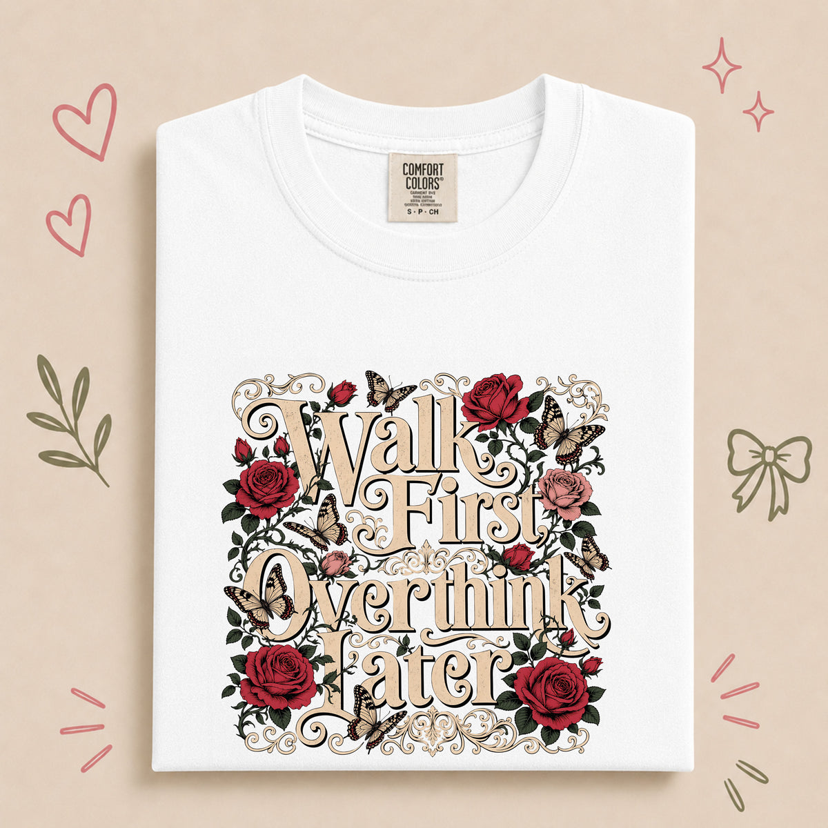 Walk First, Overthink Later Retro Floral Walking Design