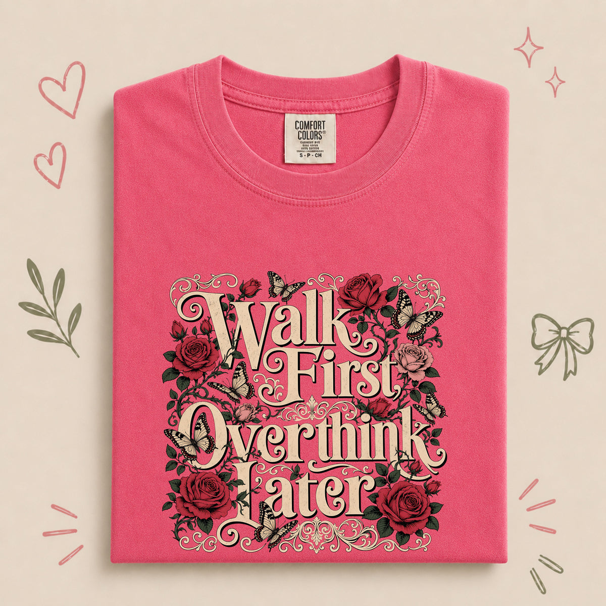 Walk First, Overthink Later Retro Floral Walking Design