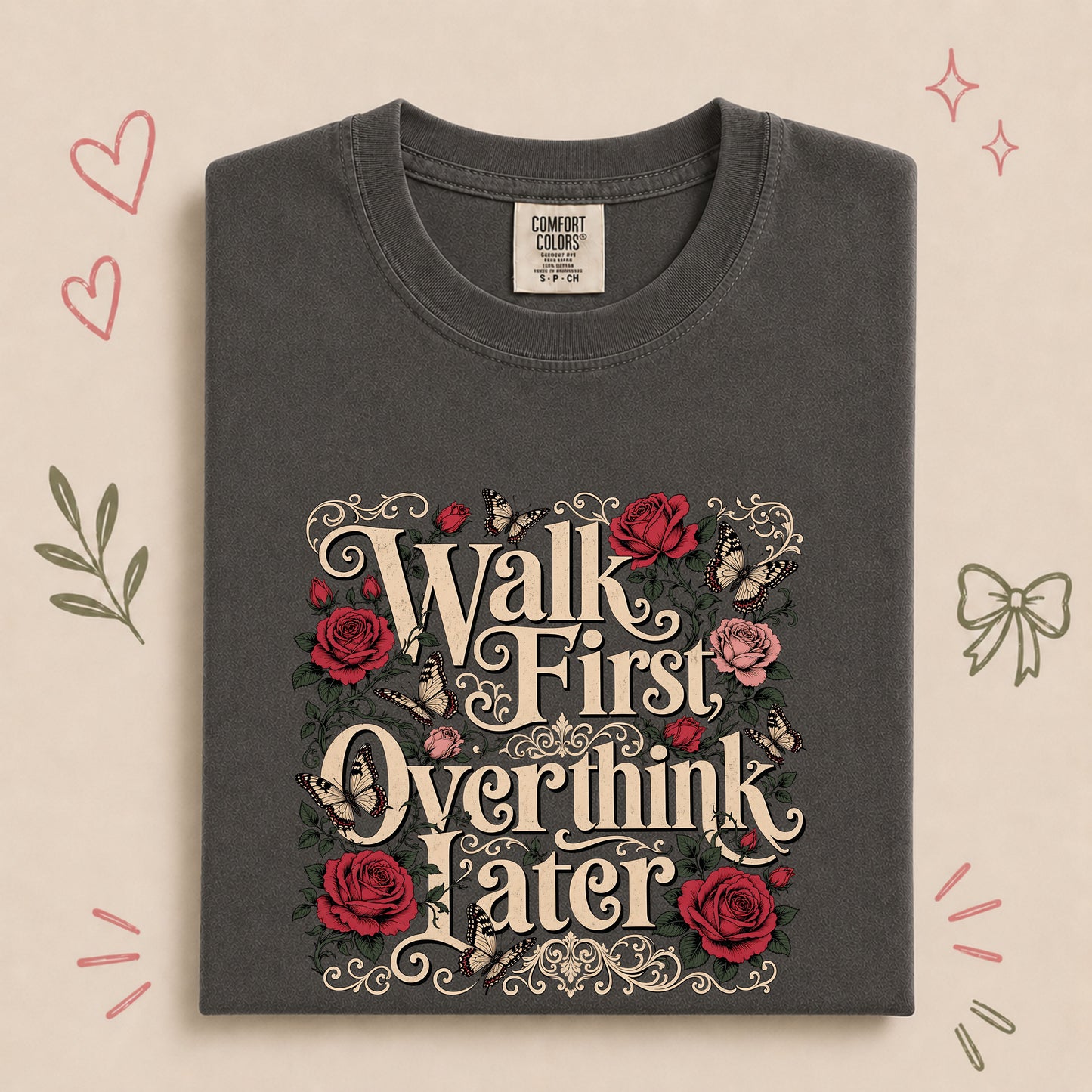 Walk First, Overthink Later Retro Floral Walking Design