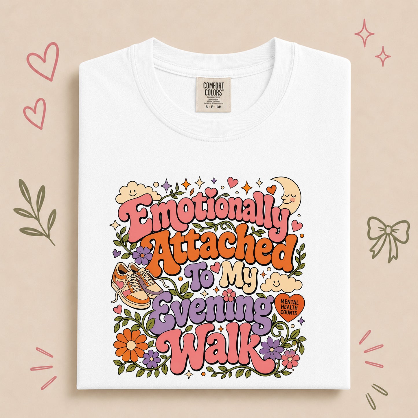 Emotionally Attached to My Evening Walk Retro Floral Design