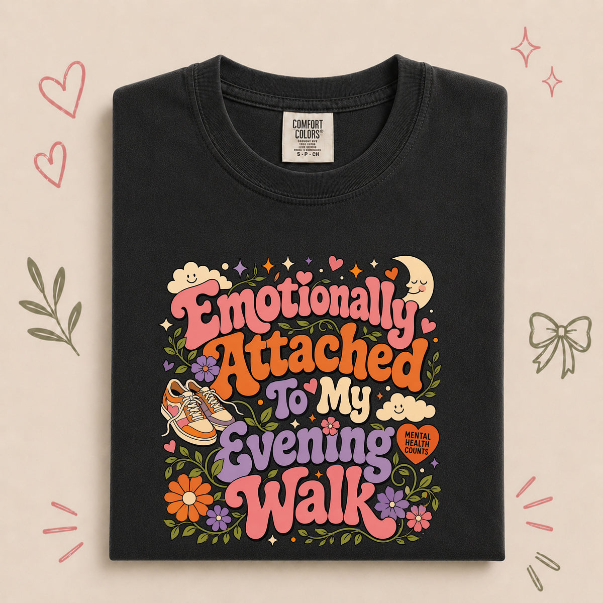 Emotionally Attached to My Evening Walk Retro Floral Design