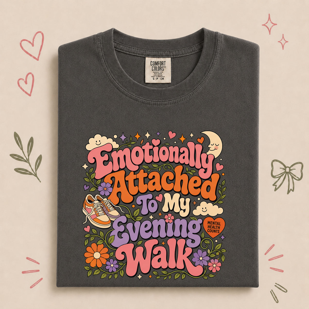 Emotionally Attached to My Evening Walk Retro Floral Design