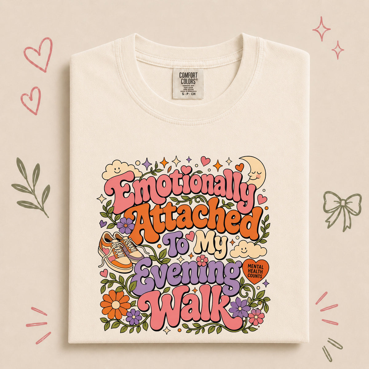 Emotionally Attached to My Evening Walk Retro Floral Design