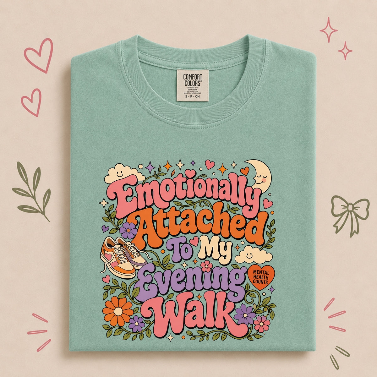 Emotionally Attached to My Evening Walk Retro Floral Design