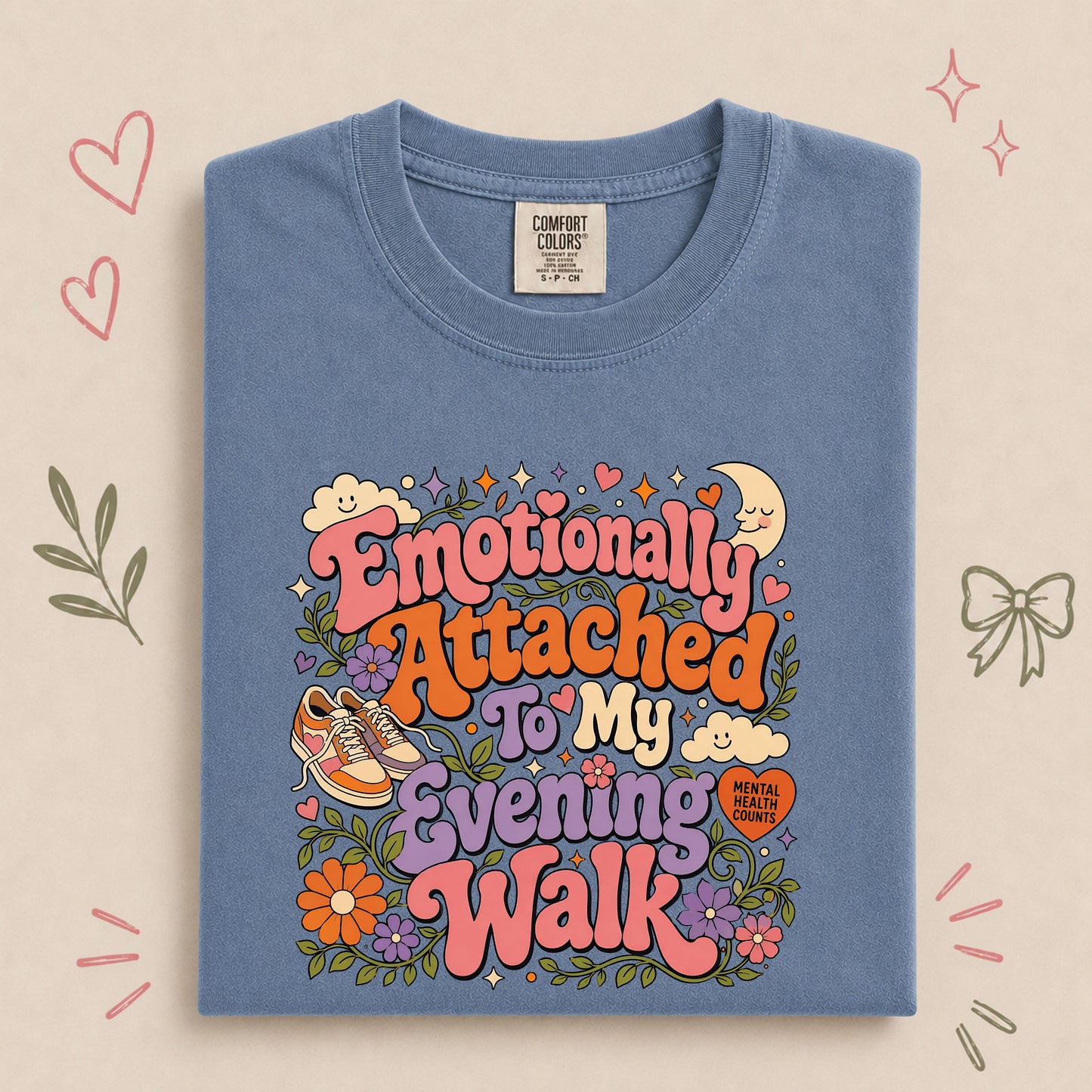 Emotionally Attached to My Evening Walk Retro Floral Design